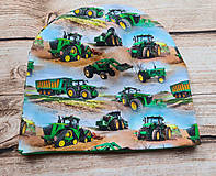 Detské čiapky - Čiapka - zelené traktory - 13762993_