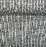 Textil - 100 % predpraný mäkčený ľan Pásiky na sivom melíre, šírka 145 cm - 13763994_