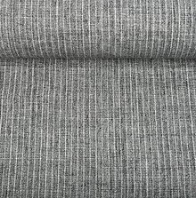 Textil - 100 % predpraný mäkčený ľan Pásiky na sivom melíre, šírka 145 cm - 13763994_