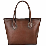 Kabelky - Dámska kožená SHOPPER kabelka, ručne tamponovaná a tieňovaná v Cigaro farbe - 13764924_