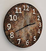 Hodiny - Drevené hodiny - hrdza efekt, priemer 38 cm - 13765861_