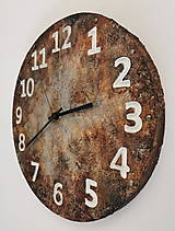 Hodiny - Drevené hodiny - hrdza efekt, priemer 38 cm - 13765862_