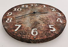 Hodiny - Drevené hodiny - hrdza efekt, priemer 38 cm - 13765863_