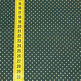 Textil - Vianočná 100% bavlna - metráž - zlaté bodky na zelenej - 13765012_