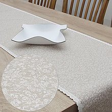 Úžitkový textil - BELLA - drobné biele kvietky na režnej - behúň - 13764753_