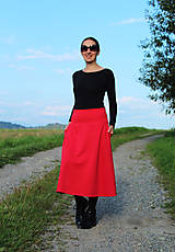 Sukne - Midi "červená" sukňa - 13762708_