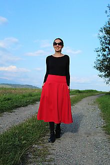 Sukne - Midi "červená" sukňa - 13762709_