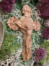 Dekorácie - Kríž Ježiš s benediktínskym krížom - 13764145_