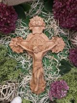 Dekorácie - Kríž Ježiš s benediktínskym krížom - 13764149_