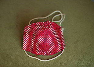 Rúška - Doprodej roušky dětské - třívrstvé s kapsou na filtr (červený puntík) - 13765992_