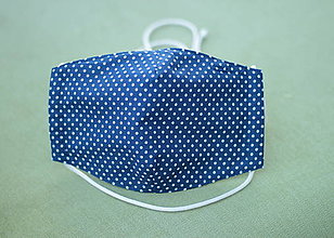 Rúška - Doprodej roušky dětské - třívrstvé s kapsou na filtr (modrý puntík) - 13765994_