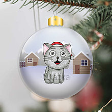 Dekorácie - Zvieracia vianočná guľa - domčeky (mačička) - 13762833_