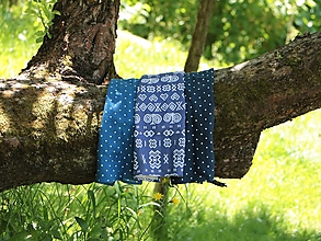 Úžitkový textil - Ľanové utierky vzorové modré 3 ks - 13768183_