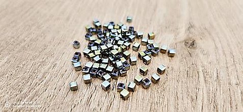Korálky - Korálka kocka 3 mm - Zelená AB - 13767893_