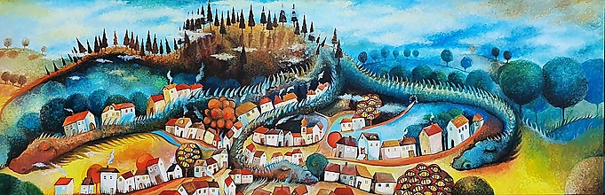 Obrazy - Údolie dračích hláv, interiérový originálny obraz, olejomaľba - 13767044_