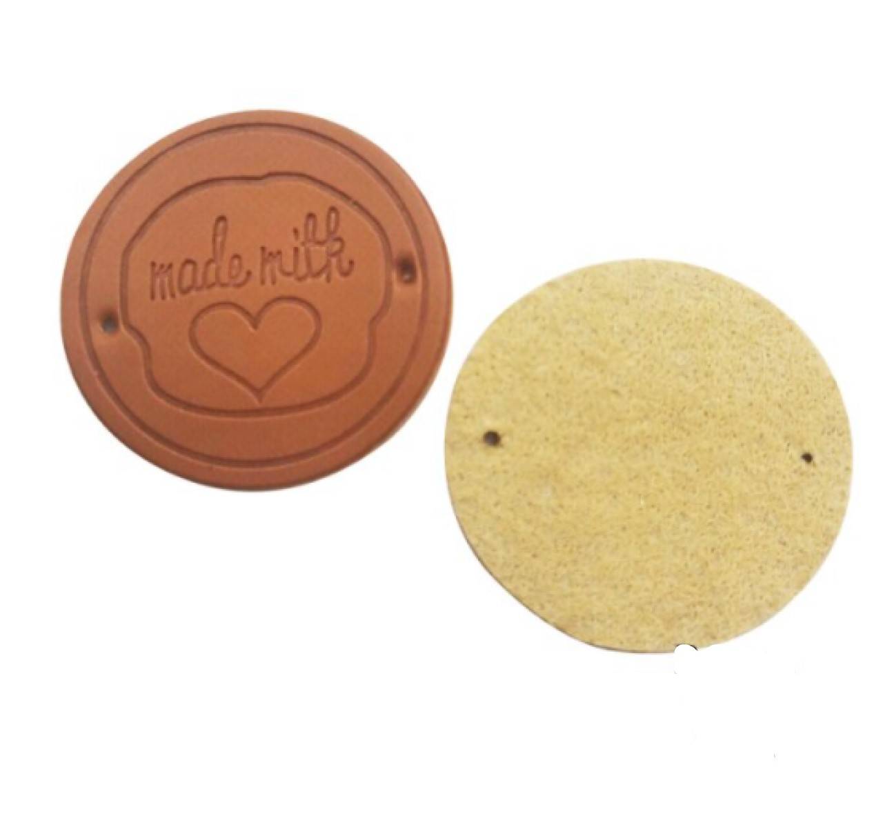 NT101 Koženková nášivka Handmade 2,5 cm (Hnedá)