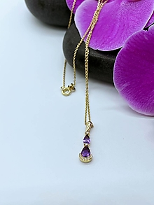 Náhrdelníky - Diamantový náhrdelník s ametystom Mior - 13768505_