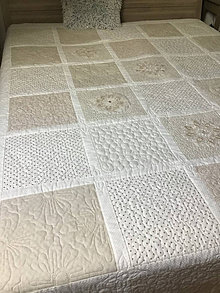 Úžitkový textil - Patchworková deka svadobná - vyšívané mandaly - 13766587_