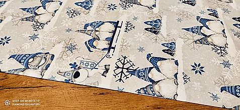 Textil - Bavlnená látka - Škriatkovia modrý- cena za 10 cm - 13772886_