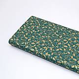 Textil - Vianočná 100% bavlna - metráž - zlaté cezmíny na zelenej - 13770384_