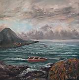 Obrazy - Loďka na mori, olejová maľba - 13770795_