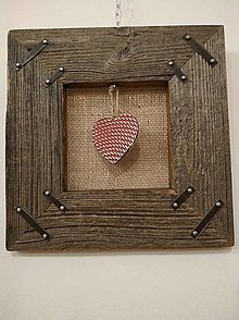 Obrazy - Obraz zo starého dreva - keramické červené srdce - 13771205_