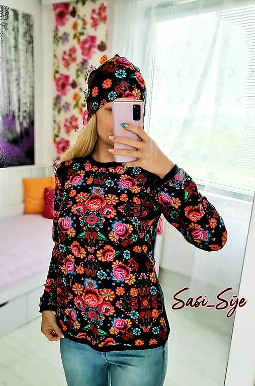 - Dámske tričko Čierny folk (Xl) - 13773456_