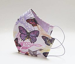 Rúška - Tvarované dvojvrstvové rúško - motýliky (fialkové vnútro) - 13771767_