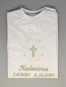 Detské oblečenie - Košieľka na krst K01 bielo-zlatá so zlatým krížikom - 13771001_
