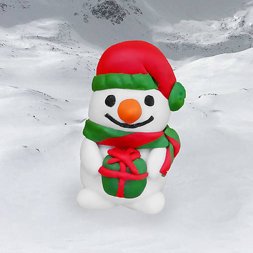  - Snehuliačik s vianočným darčekom (červeno zelený) - 13772970_