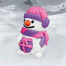 Dekorácie - Snehuliačik s vianočným darčekom (ružovo fialový) - 13772973_