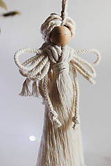Dekorácie - makramé "Anjel"  (natural biela) - 13774705_