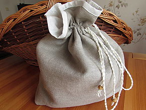 Úžitkový textil - Ľanové vrecko na chlieb - 13776235_