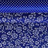 Textil - modrotlačové kvety, 100 % bavlna, šírka 140 cm - 13774912_