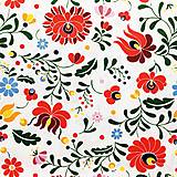 Textil - ľudové kvety, 100 % bavlna, šírka 140 cm - 13775078_