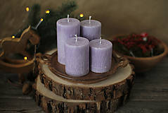 Sviečky - Mrazivé adventné sviečky (svetlo fialové) - 13774318_