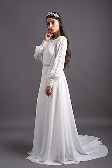 Šaty - Svadobné šaty s rukávmi na širokú manžetu - 13774370_