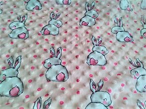 Textil - Minky s 3D puntíky (10cm) - králíček - 13774192_