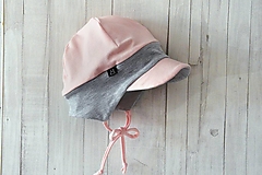 Detské čiapky - Pružná šiltovka sivá-pink - 13777007_