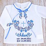 Detské oblečenie - Folklórna košieľka na krst modrá - 13779018_