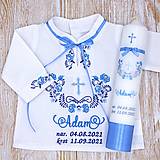 Detské oblečenie - Folklórna košieľka na krst modrá - 13779019_