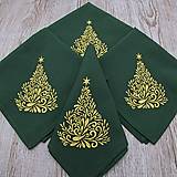 Vianočný textilný obrúsok zelený so zlatou výšivkou
