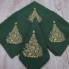 Úžitkový textil - Vianočný textilný obrúsok zelený so zlatou výšivkou - 13779078_