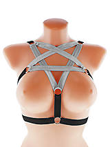 Spodná bielizeň - women harness,postroj pentagram gothic postroj na telo body harness open bra 11 - 13783459_