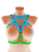 Spodná bielizeň - women harness,postroj pentagram gothic postroj na telo body harness open bra 11 - 13783525_