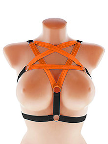 Spodná bielizeň - women harness,postroj pentagram gothic postroj na telo body harness open bra 11 - 13783279_