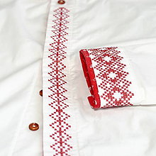 Pánske oblečenie - Bielo cervena krizikova vysivka - 13781115_
