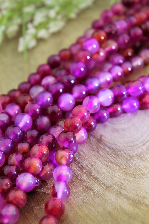 Minerály - achát fuchsia multicolor korálky 8mm - 13781460_