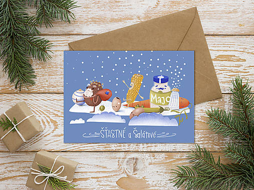 Vianočná pohľadnica -  Šťastné a šalátové
