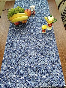 Úžitkový textil - Modrá "folk" štóla na stôl - 13784275_